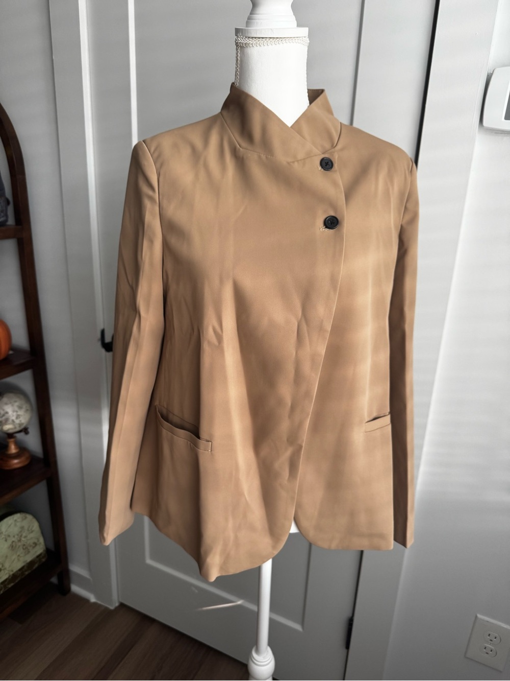 Asymmetric Tan Women's Blazer Jacket